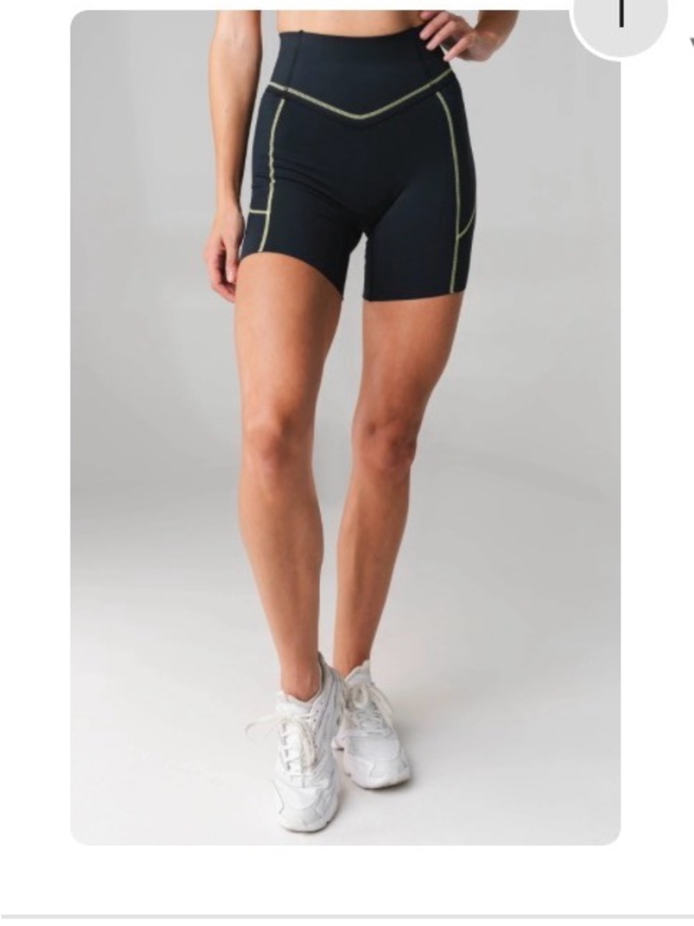 Vitality. High-Waist Black Bike Shorts with Yellow Stitching